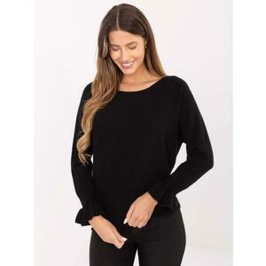 Fekete női pulóver egy színben kép