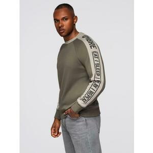 Férfi pulóver kontrasztos csíkokkal és raglán ujjakkal – olíva V1 OM-SSNZ-0200 kép