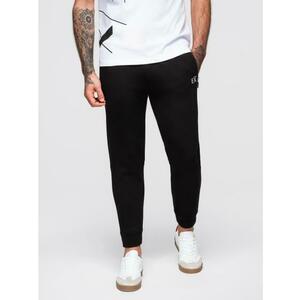 Férfi melegítőnadrág bordás szárral és gumibélyegzéssel – fekete V1 OM-PASK-0223 kép