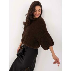 Sötétbarna bouclé pulóver gyapjú keverékkel kép