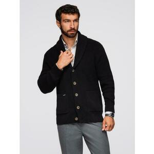 Férfi pamut pulóver sálgallérral – fekete V4 OM-SWCD-0153 kép