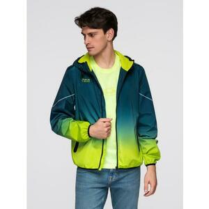 Férfi sportkabát ombré hatással, fényvisszaverő elemekkel és polár béléssel – türkiz és lime zöld V1 C641 kép