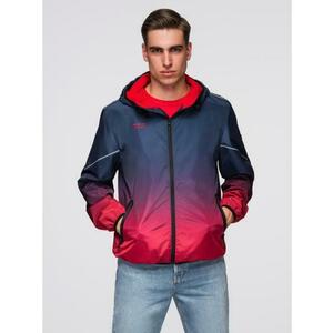 Férfi sportkabát ombré hatással, fényvisszaverő elemekkel és polár béléssel – sötétkék és piros V3 C641 kép