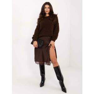 Sötétbarna bouclé pulóver hosszú ujjú kép