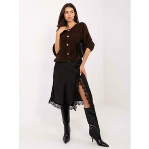 Sötétbarna pulóver gombokkal, oversized szabással kép