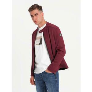 Férfi strukturált motoros kabát – gesztenyebarna V2 C642 kép