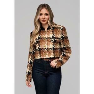 Női rövid kabát gyapjúval OW-BLZB-0103 v1 – barna kép