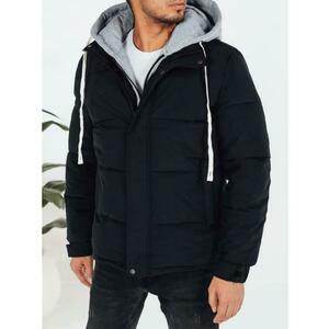 Férfi téli steppelt kabát kapucnival, sötétkék kép