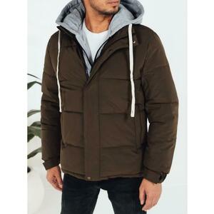 Férfi téli steppelt kabát kapucnival, khaki kép