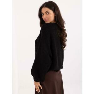 Fekete oversize pulóver kötött mintával kép