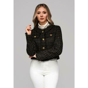 Női kabát gyapjúval és flitterekkel OW-BLZB-0101 v1 – fekete kép