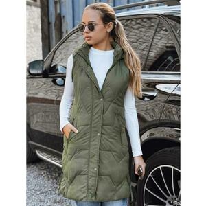 Női hosszú steppelt kabát, zöld kép