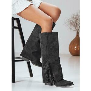 Női velúr boho csizma bézs kép