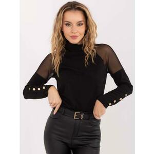 Fekete elegáns blúz rolókkal RUE PARIS kép