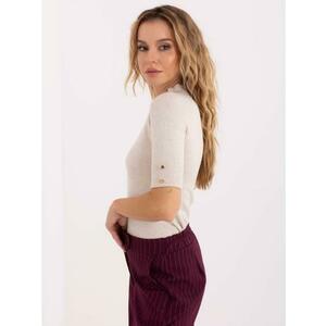 Világos bézs női pulóver rövid ujjú kép