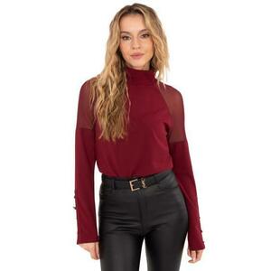 Bordó blúz hálós betétekkel RUE PARIS kép