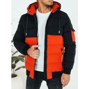 Férfi téli kabát kapucnival, narancssárga és fekete kép