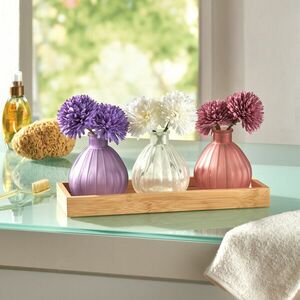 3 üvegváza bambusz tálcával kép