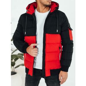 Férfi téli kabát kapucnival, piros és fekete kép