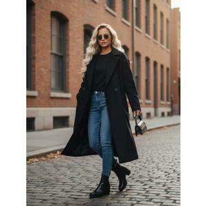 Női oversized átmeneti kabát, fekete kép