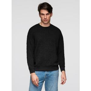 Férfi pulóver RELAXED FIT dombornyomott felirattal – fekete V1 B1712 kép
