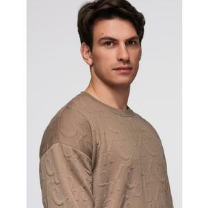 RELAXED FIT férfi pulóver dombornyomott felirattal – barna V3 B1712 kép