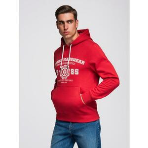 Férfi pulóver kapucnival, college felirattal – piros V1 B1714 kép