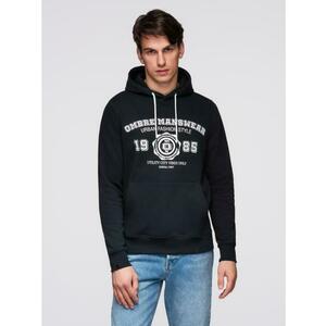 Férfi pulóver kapucnival, grafikával – fekete V3 B1714 kép