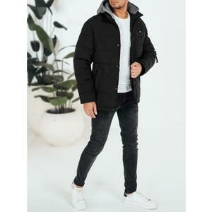 Férfi téli steppelt dzseki kapucnival fekete kép