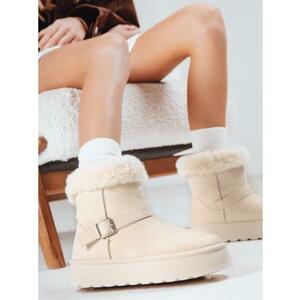 Női szarvasbőr hócsizma bézs szőrmével kép