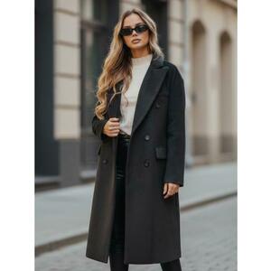 Női hosszú téli kabát túlméretezett fekete a következőktől kép
