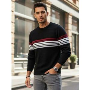 Férfi csíkos pulóver, fekete kép