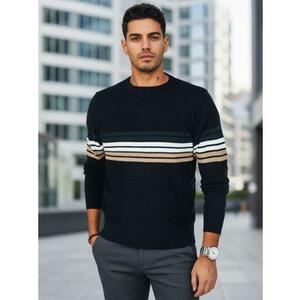 Férfi csíkos pulóver, sötétkék kép