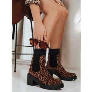 Női szarvasbőr bokacsizma leopárd mintával, barna kép