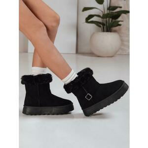 Női fekete szarvasbőrből készült, szőrmebéléses hócipő kép