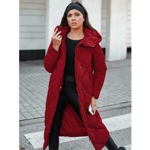 FEMACOAT női, kapucnis, steppelt téli kabát, bordó színű kép