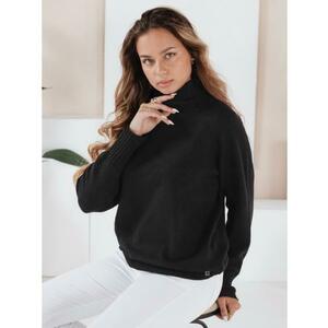 Női pulóver félnyakkendős gallérral fekete színű kép