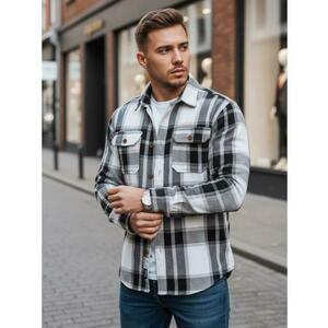 Férfi flanel ing, fekete-fehér kockás mintával kép