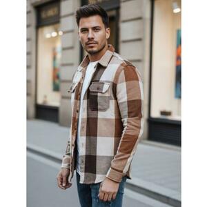 Férfi flanel ing, kamel színű kockás mintával kép