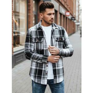 Férfi flanel ing, fekete-fehér kockás mintával kép