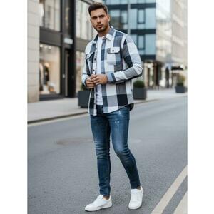 Férfi flanel ing, kék kockás mintával kép