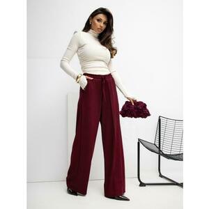 Bordó színű, övvel záródó palazzo nadrág RUE PARIS kép