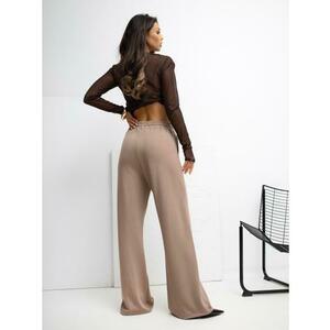 Sötét bézs színű, magas derekú nadrág RUE PARIS kép