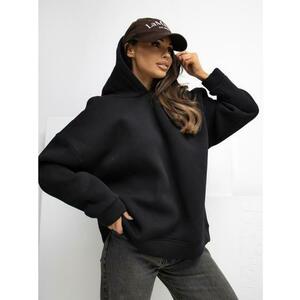 Fekete alap pulóver kapucnival és béléssel RUE PARIS kép