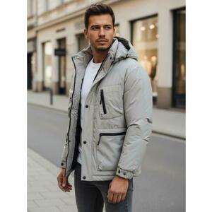 Férfi téli kabát kapucnival, szürke kép