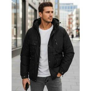 Férfi téli kabát kapucnival, fekete kép