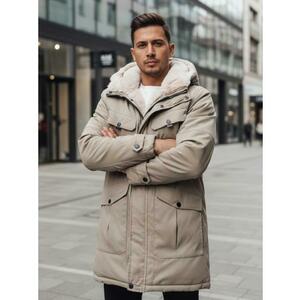 Férfi téli kabát kapucnival, bézs kép