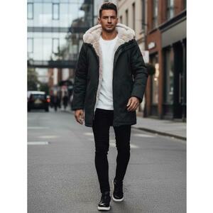 Férfi téli kabát kapucnival, zöld kép