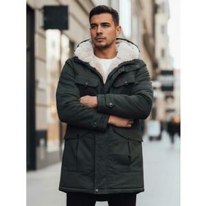 Férfi téli kabát kapucnival, zöld kép