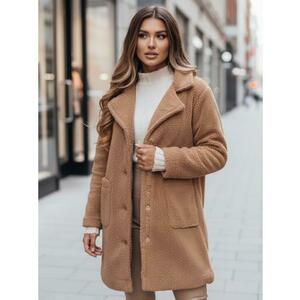 Női téli kabát, szőrme béléssel, kamel színű kép